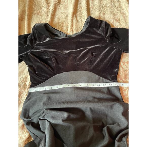 Vintage 70s Black Velour Top Maxi Evening Gown Gothic Witchy Dress Size medium - Picture 5 of 7